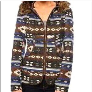 HYDRAULIC Aztec Southwestern Print Coat  Fur Collar Hood Women’s Size Medium